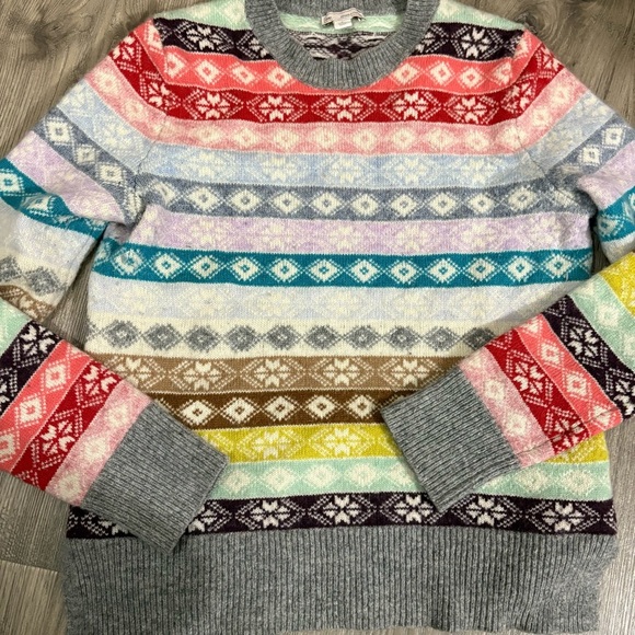 Gap Women's S Fair Isle Striped Pullover Sweater Multi-Color Lambs Wool Blend - Picture 7 of 10